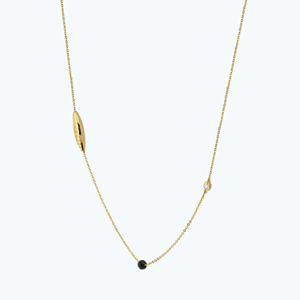 0.02 Karat Pırlanta Spinel Taşlı Yaprak Kolye