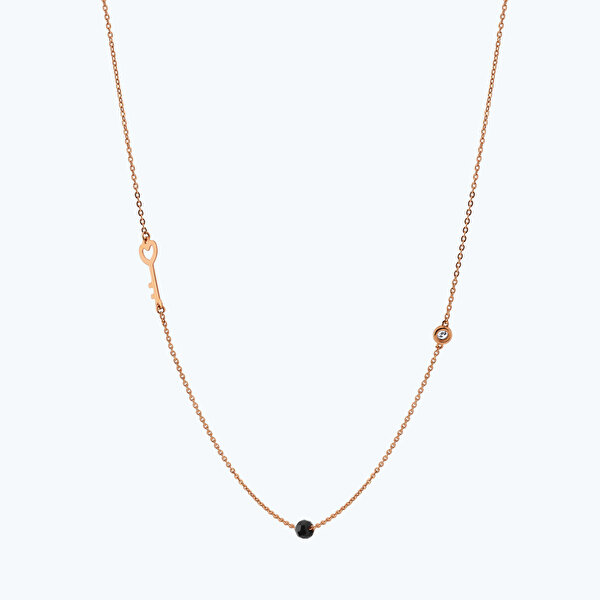 0.02 Karat Pırlanta Spinel Taşlı Anahtar Kalp Kolye