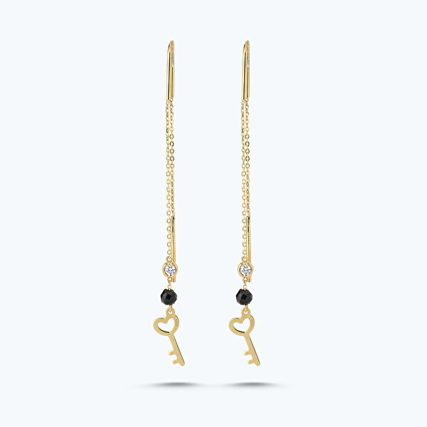 0.04 Karat Pırlanta Spinel Taşlı Anahtar Küpe