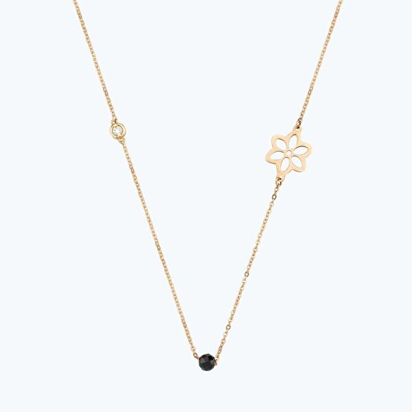 0.02 Karat Pırlanta Spinel Taşlı Çiçek Kolye
