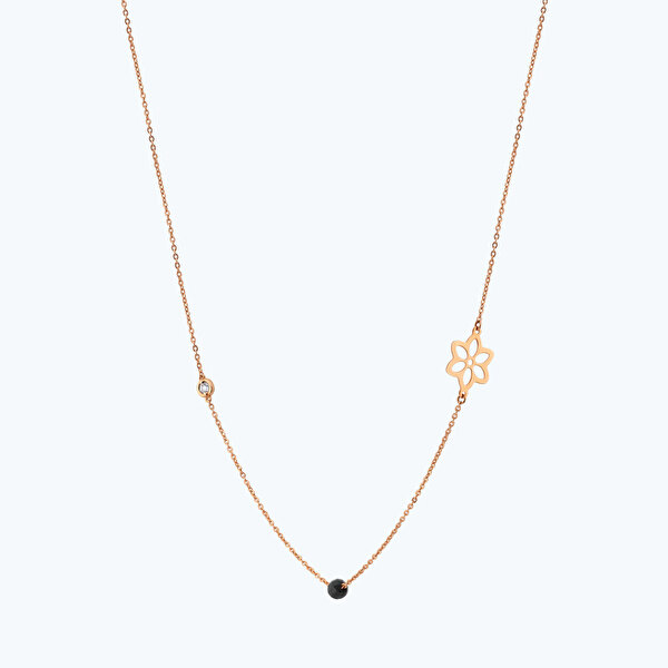 0.02 Karat Pırlanta Spinel Taşlı Çiçek Kolye