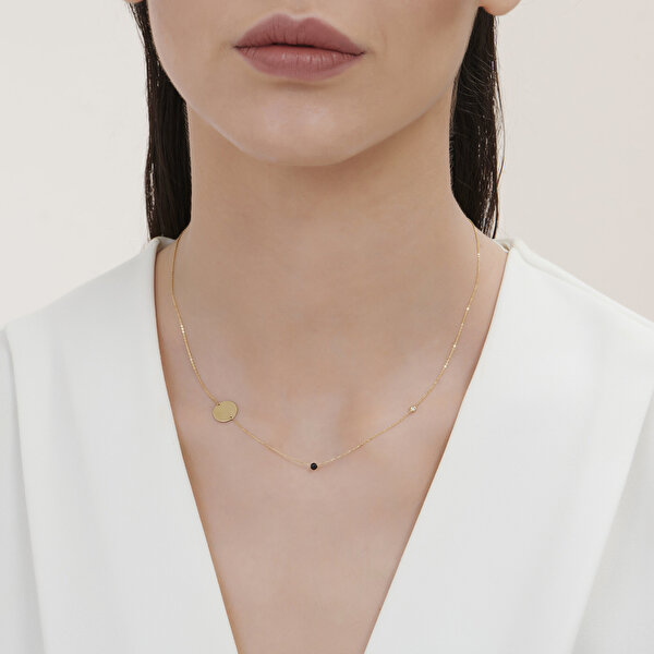 0.02 Karat Pırlanta Spinel Taşlı Kolye