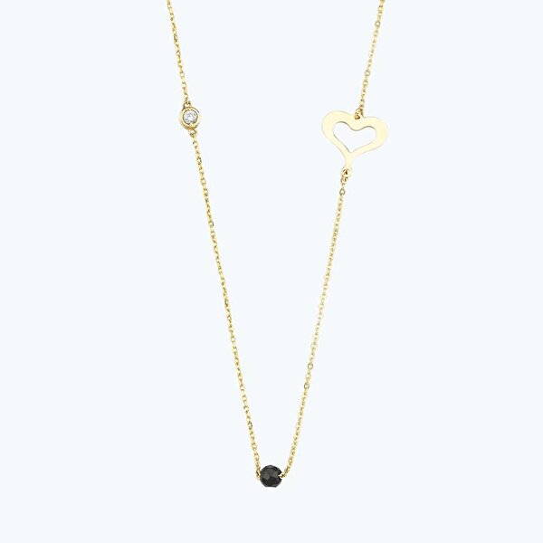 0.02 Karat Pırlanta Spinel Taşlı Kalp Kolye