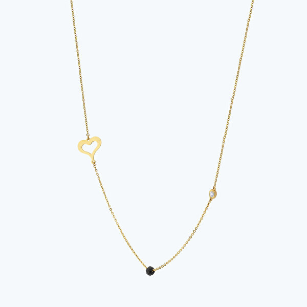 0.02 Karat Pırlanta Spinel Taşlı Kalp Kolye