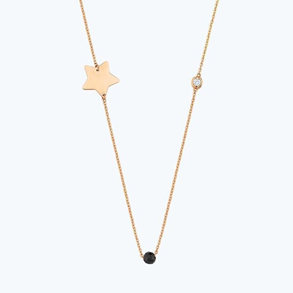 0.02 Karat Pırlanta Spinel Taşlı Yıldız Kolye