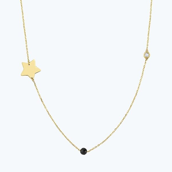 0.02 Karat Pırlanta Spinel Taşlı Yıldız Kolye