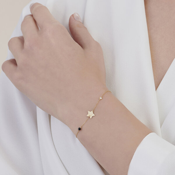 0.02 Karat Pırlanta Spinel Taşlı Yıldız Bileklik