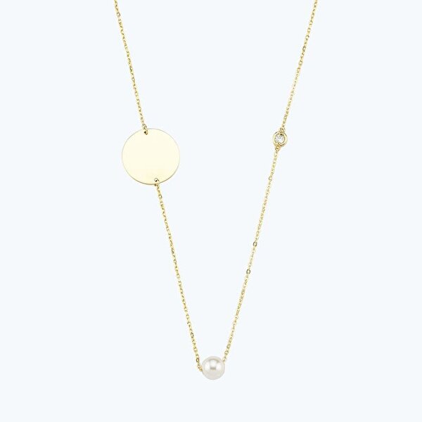 0.02 Karat Pırlanta İncili Kolye