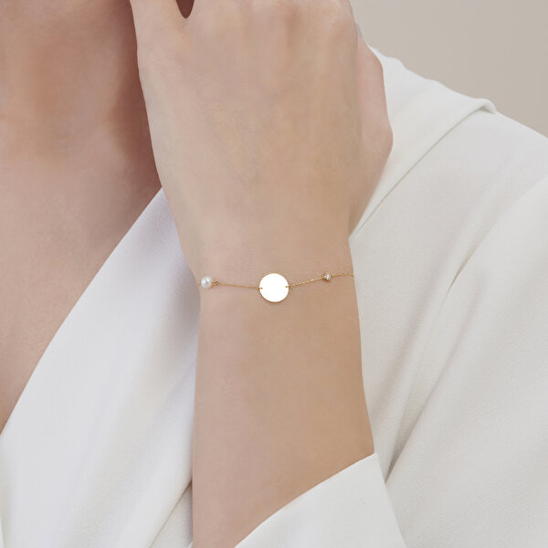 0.02 Karat Pırlanta İncili Bileklik