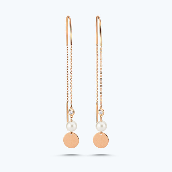 0.04 Karat Pırlanta İncili Küpe