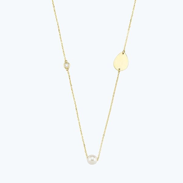 0.02 Karat Pırlanta İncili Kolye