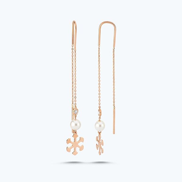 0.04 Karat Pırlanta İncili Kar Tanesi Küpe