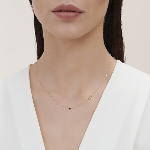 Pırlanta Spinel Taşlı Kelebek Kolye