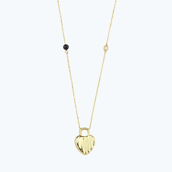 0.02 Karat Pırlanta Spinel Taşlı Kalp Kolye