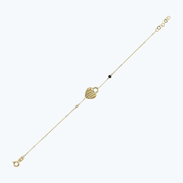 0.02 Karat Pırlanta Spinel Taşlı Kalp Bileklik