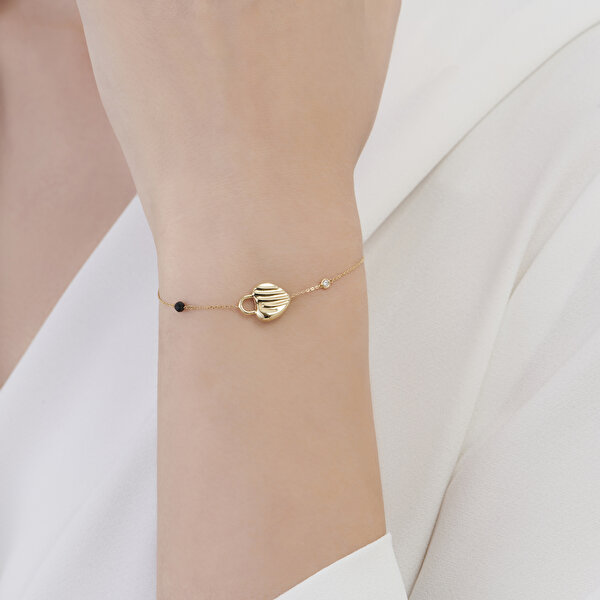 0.02 Karat Pırlanta Spinel Taşlı Kalp Bileklik