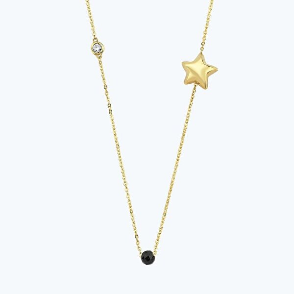 0.02 Karat Pırlanta Spinel Taşlı Yıldız Kolye