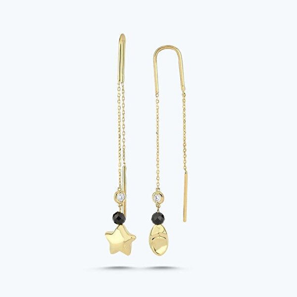 0.04 Karat Pırlanta Spinel Taşlı Yıldız Küpe