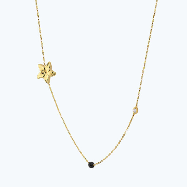 0.02 Karat Pırlanta Spinel Taşlı Çiçek Kolye