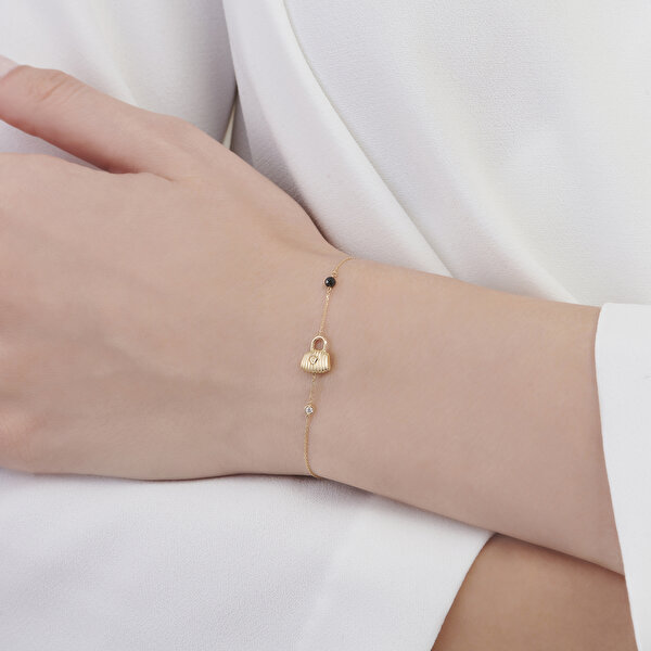 0.02 Karat Pırlanta Spinel Taşlı Çanta Bileklik