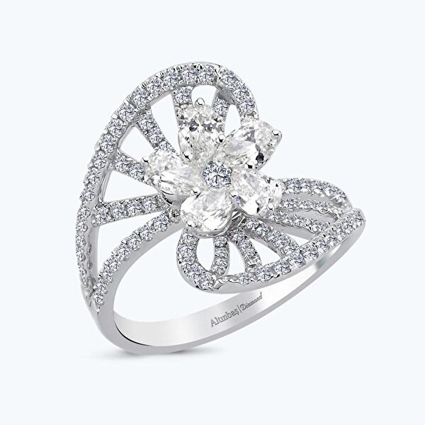 1.51 Karat Pırlanta Damla Çiçek Yüzük