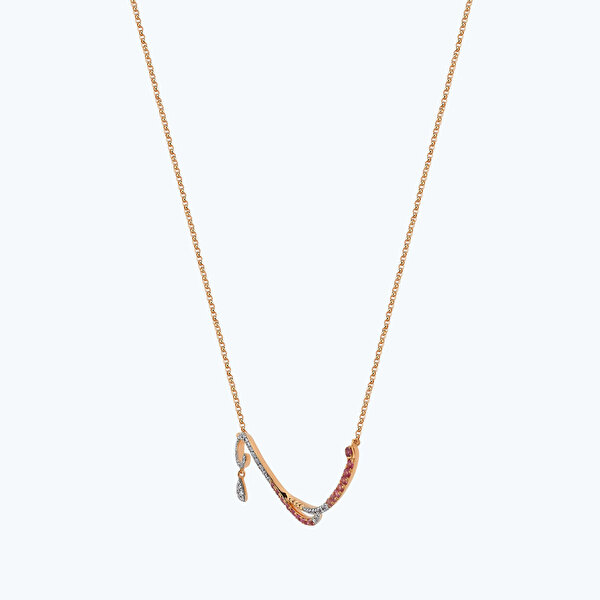 0.54 Karat Pırlanta Pembe Safir Kolye
