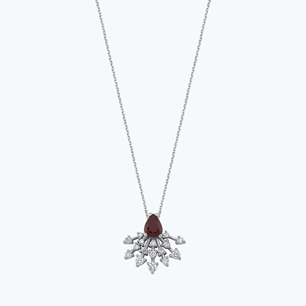 0.89 Karat Pırlanta Yakut Damla Kolye