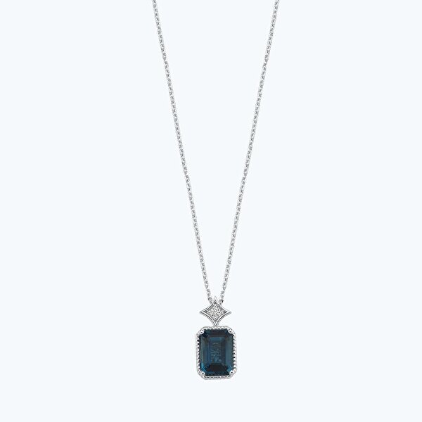 0.03 Karat Pırlanta London Blue Topaz Kolye