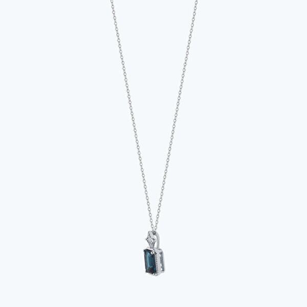 0.03 Karat Pırlanta London Blue Topaz Kolye