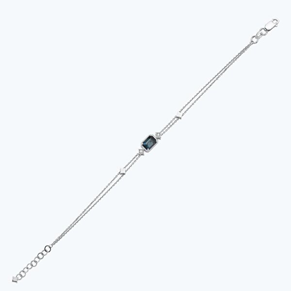 0.80 Karat Pırlanta London Blue Topaz Bileklik