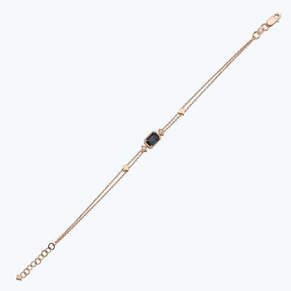 0.80 Karat Pırlanta London Blue Topaz Bileklik