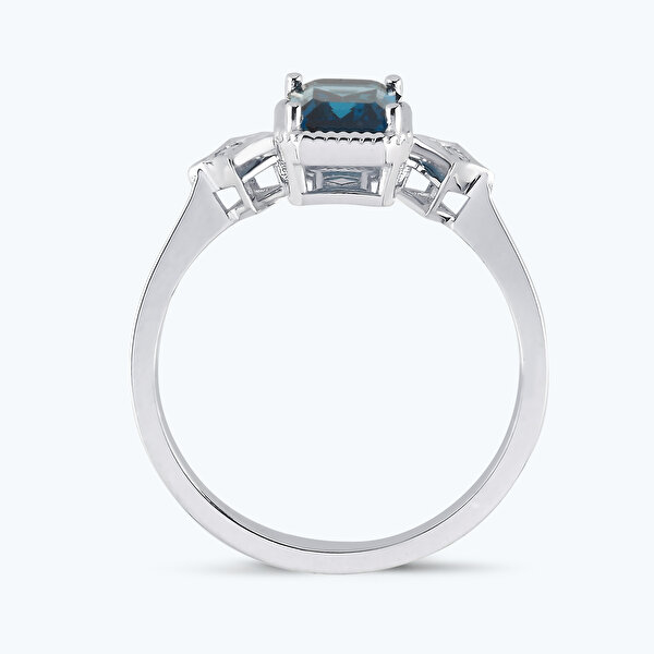 0.04 Karat Pırlanta London Blue Topaz Yüzük
