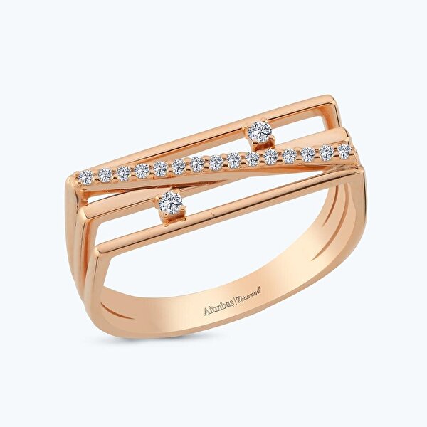 0.11 Karat Pırlanta Sıra Taşlı Yüzük