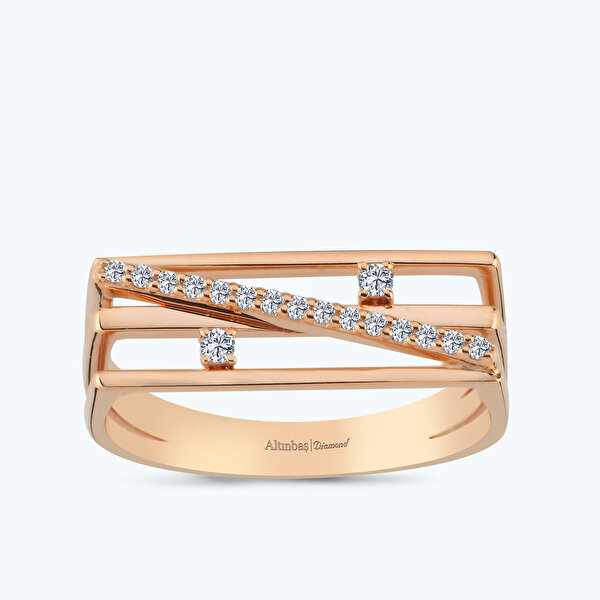 0.11 Karat Pırlanta Sıra Taşlı Yüzük