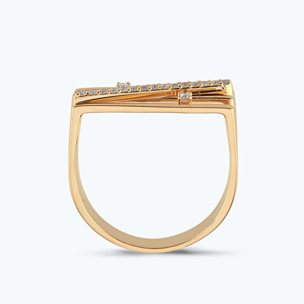 0.11 Karat Pırlanta Sıra Taşlı Yüzük