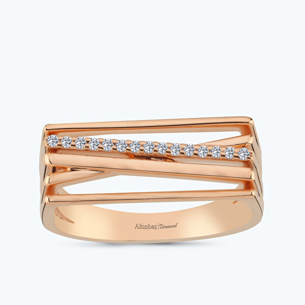 0.06 Karat Pırlanta Sıra Taşlı Yüzük