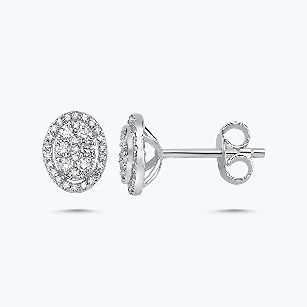 0.32 Karat Pırlanta Oval Küpe