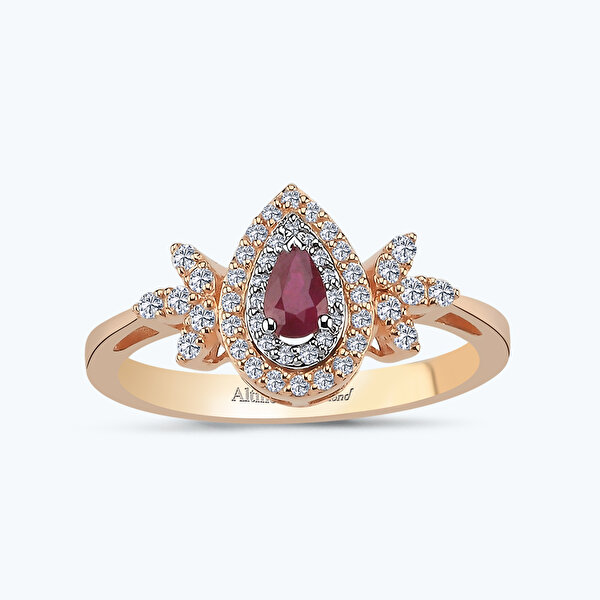 0.51 Karat Pırlanta Yakut Damla Yüzük