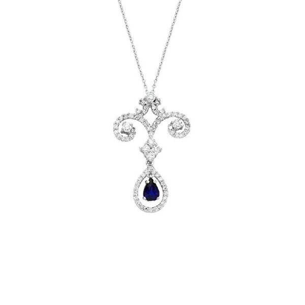 1.20 Karat Pırlanta Safir Damla Kolye