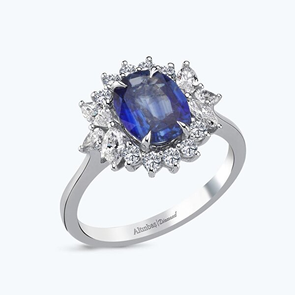 2.43 Karat Pırlanta Tanzanit Taşlı Oval Yüzük