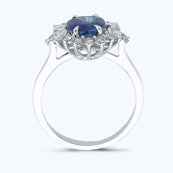 2.43 Karat Pırlanta Tanzanit Taşlı Oval Yüzük