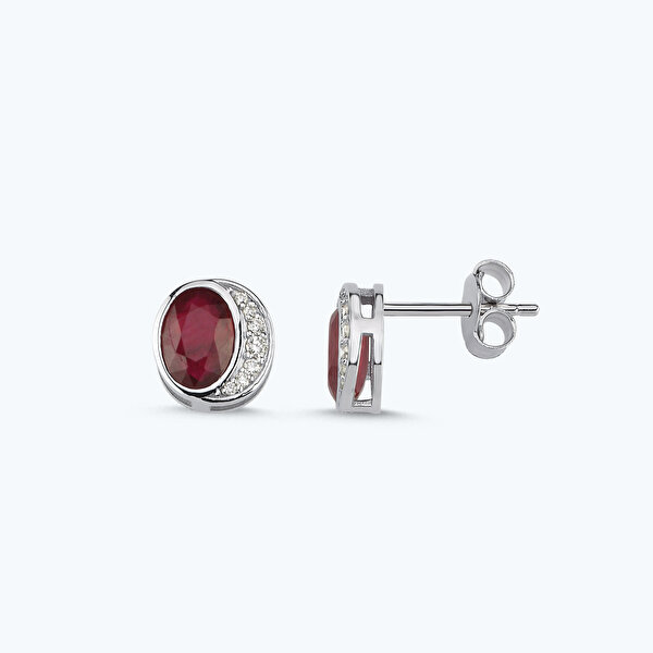 1.89 Karat Pırlanya Yakut Oval Küpe