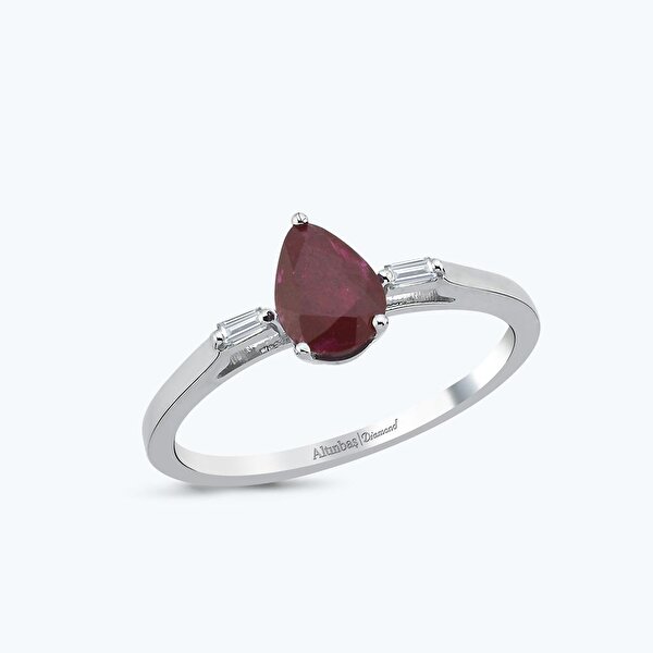 0.97 Karat Pırlanta Yakut Damla Yüzük