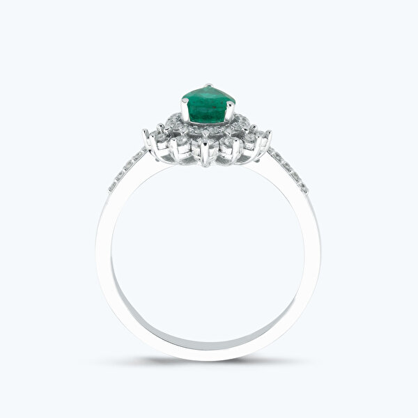 0.83 Karat Pırlanta Zümrüt Damla Yüzük