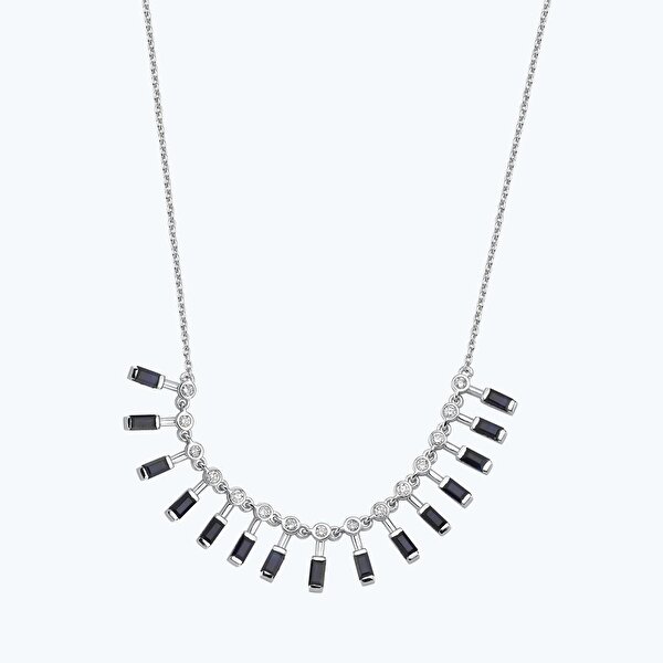 1.75 Karat Pırlanta Safir Emerald Kesim Kolye