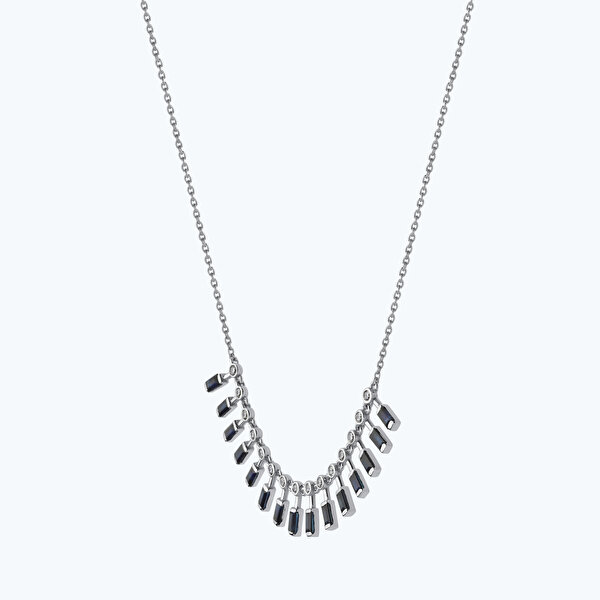 1.75 Karat Pırlanta Safir Emerald Kesim Kolye