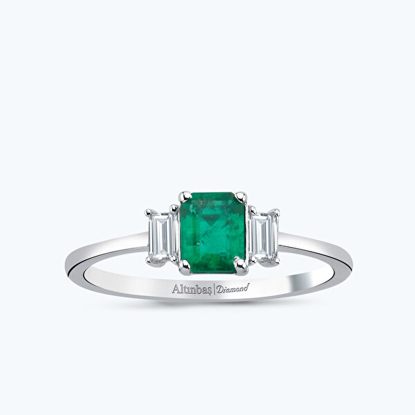 0.17 Karat Pırlanta Zümrüt Emerald Kesim Yüzük