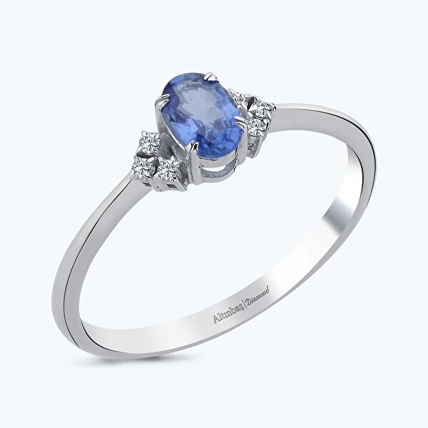 0.05 Karat Pırlanta Safir Oval Yüzük
