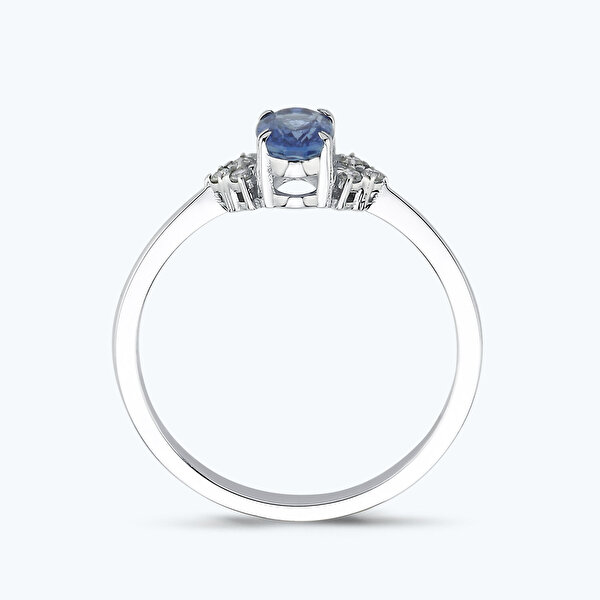 0.05 Karat Pırlanta Safir Oval Yüzük