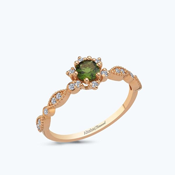 0.41 Karat Pırlanta Turmalin Çiçek Yüzük